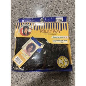 Milky Way Human Hair Shortcut Series Color P1B/30 Ripple Curl 3 pcs 2 New 1 Used